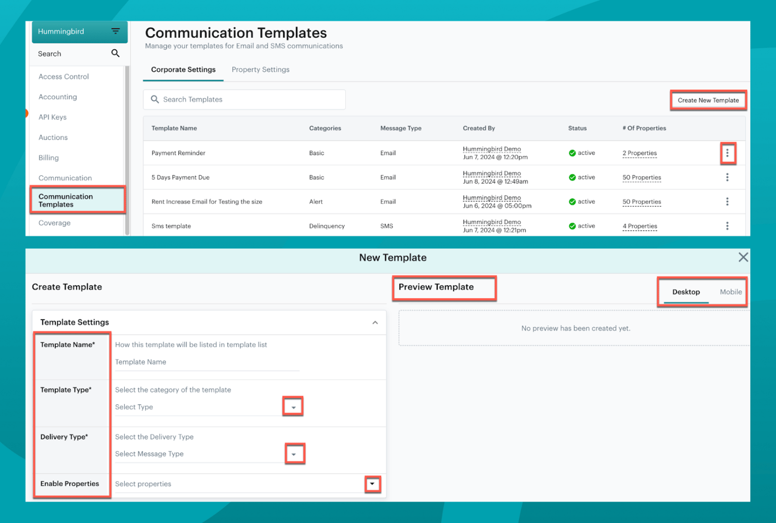 Email and SMS Communication Templates