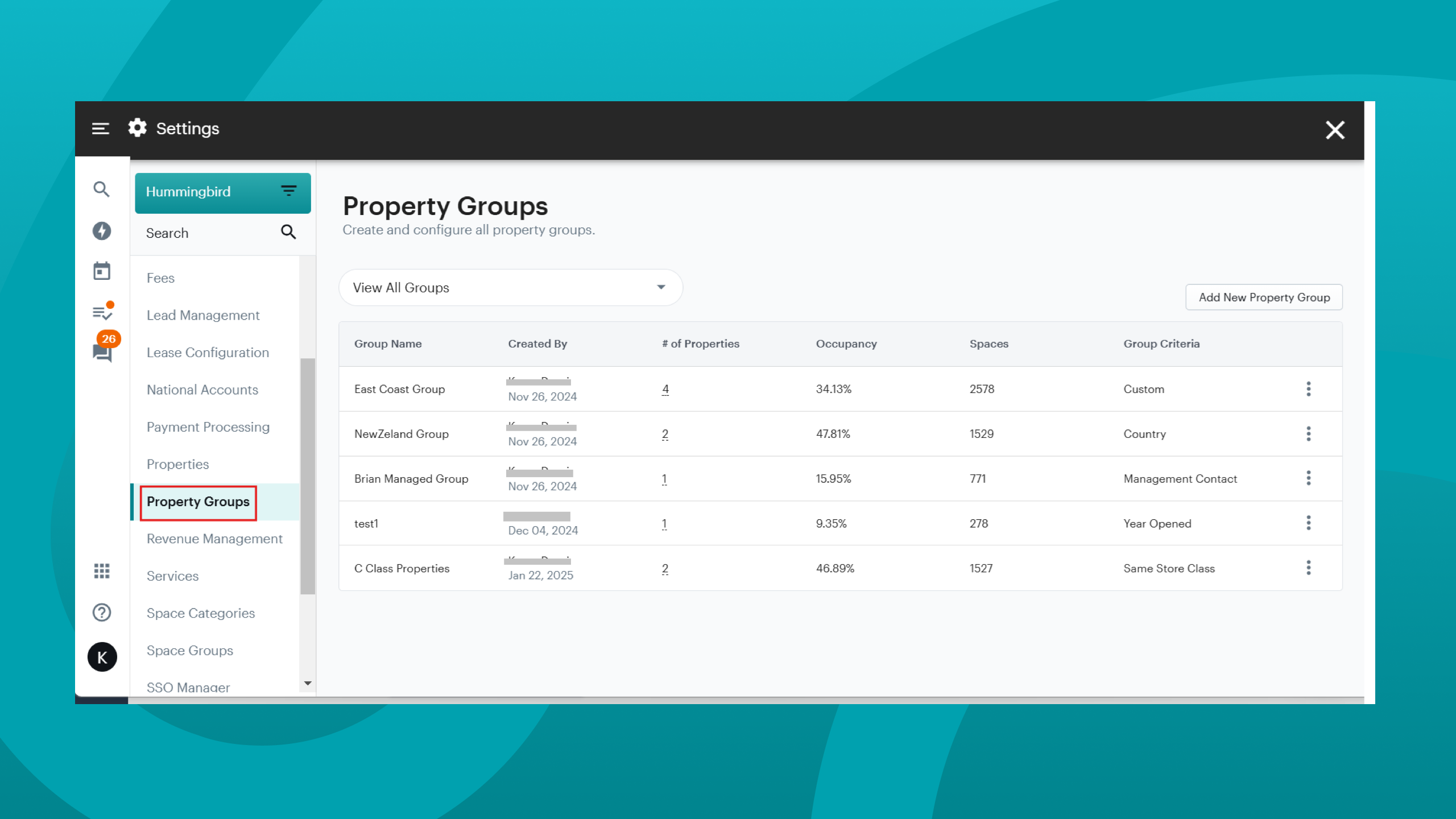 Property Groups Screenshot